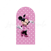 Pink Minnie Mickey Birthday Party Arch Backdrop Wall Cloth Cover